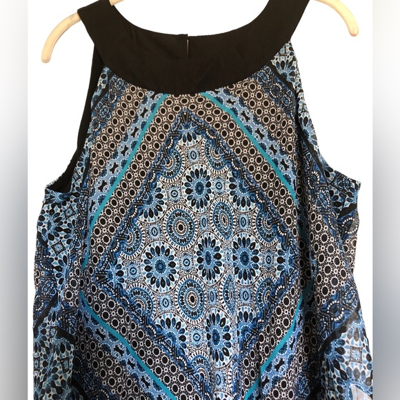 AB Studio Tops - AB Studio Double Layer Handkerchief Hem Tank Blues & Black Excellent Condition